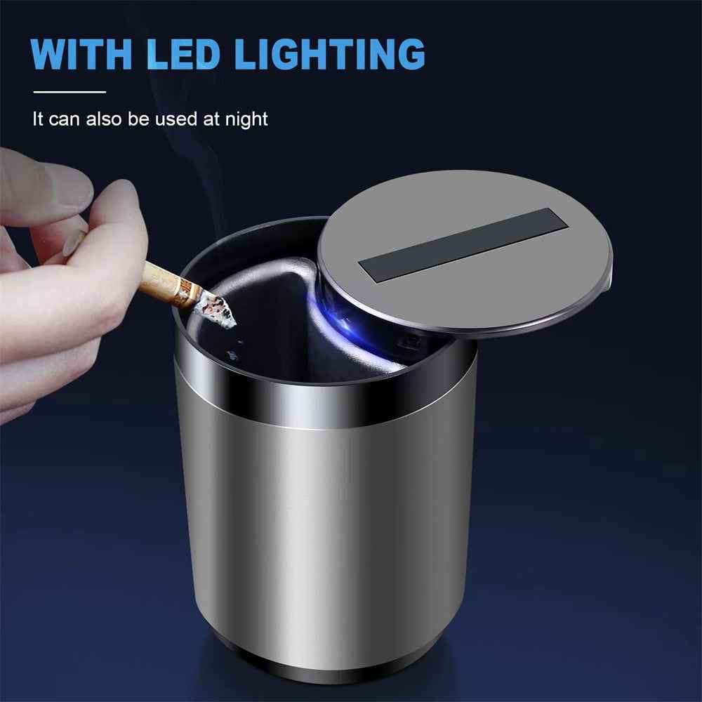 Infrared Sensor Smart Auto Open / Close Aluminum Alloy Car Ashtray with Built In LED Light - Grey