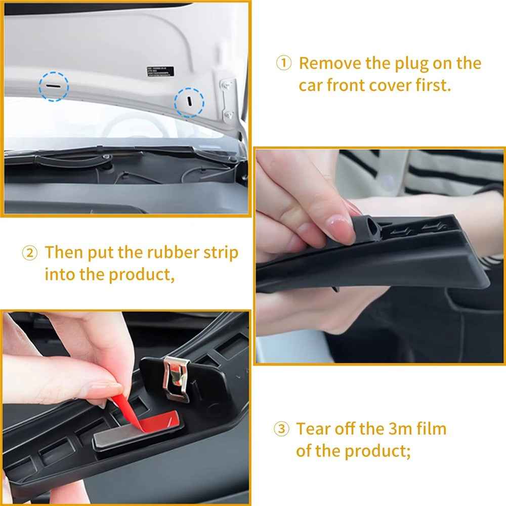 For Tesla Model 3 Front Hood Waterproof Seal Strip Engine Cover Dust Protection Rubber Gasket