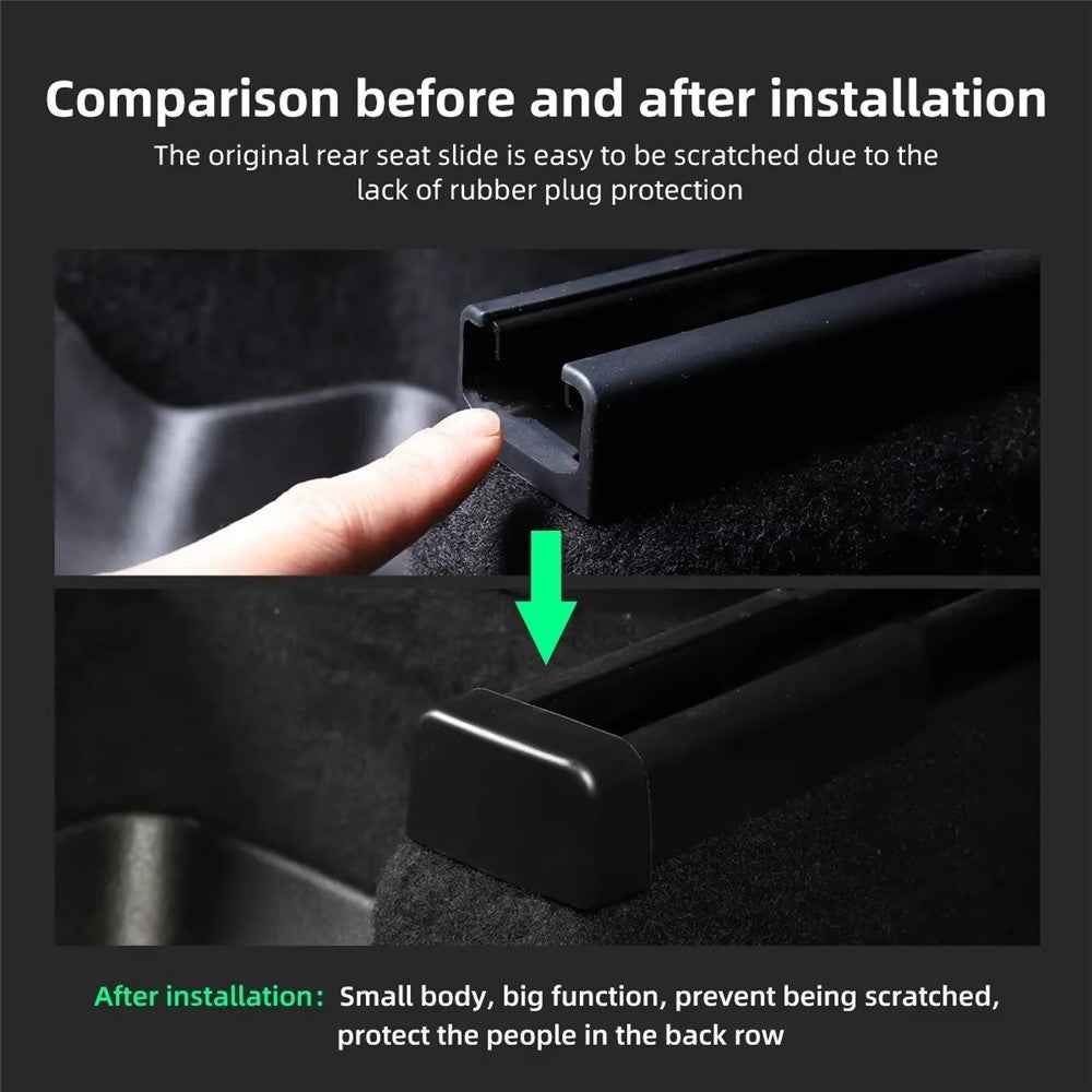 4Pcs TPE Covers for Tesla Model Y / 3 Seat Rail Protector Anti-Kick Guards Rear Seats Accessories