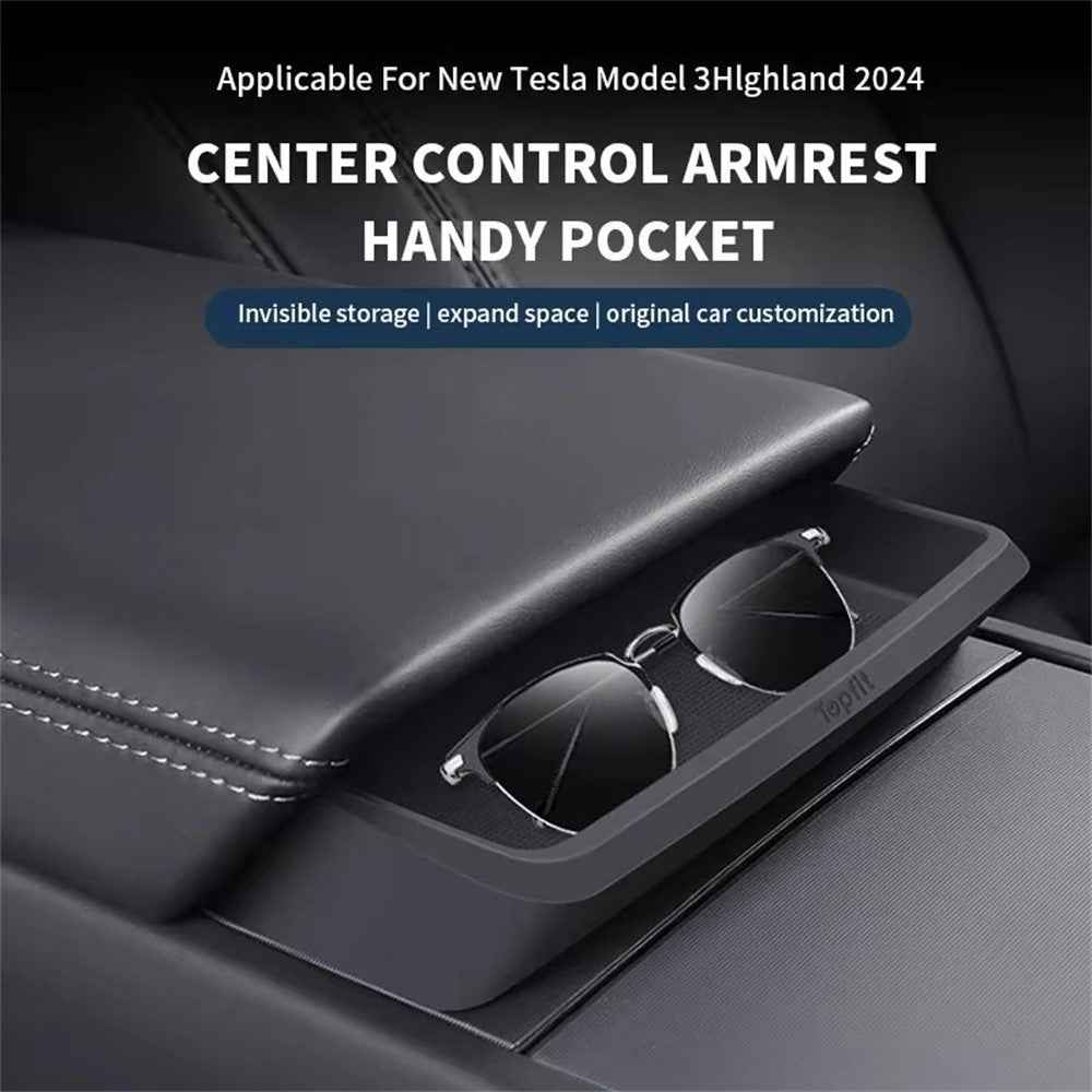For Tesla Model 3 Highland 2024 2025 Center Console Storage Box Armrest Organizer Tray