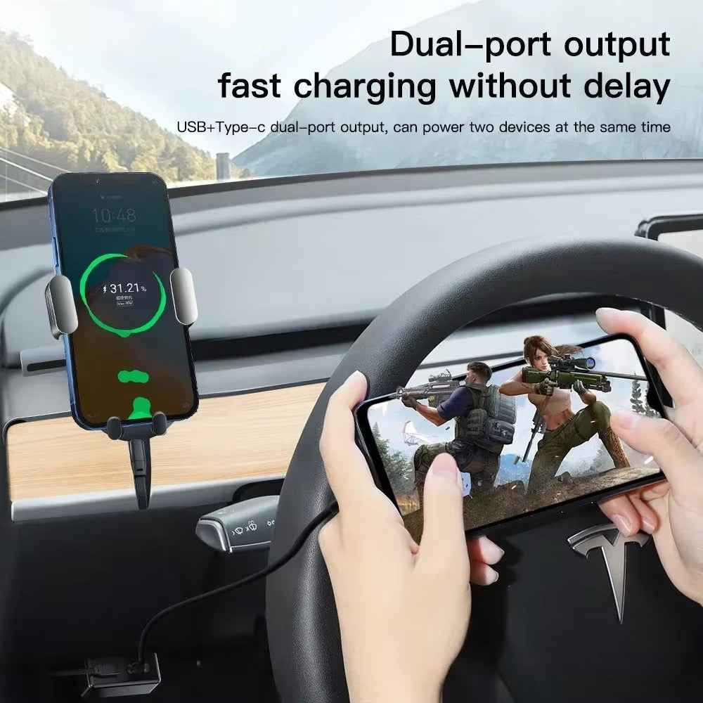 For Tesla Model 3  /  Y OBD Car Charger Dual Port Hidden PD Fast Charging Expansion Dock