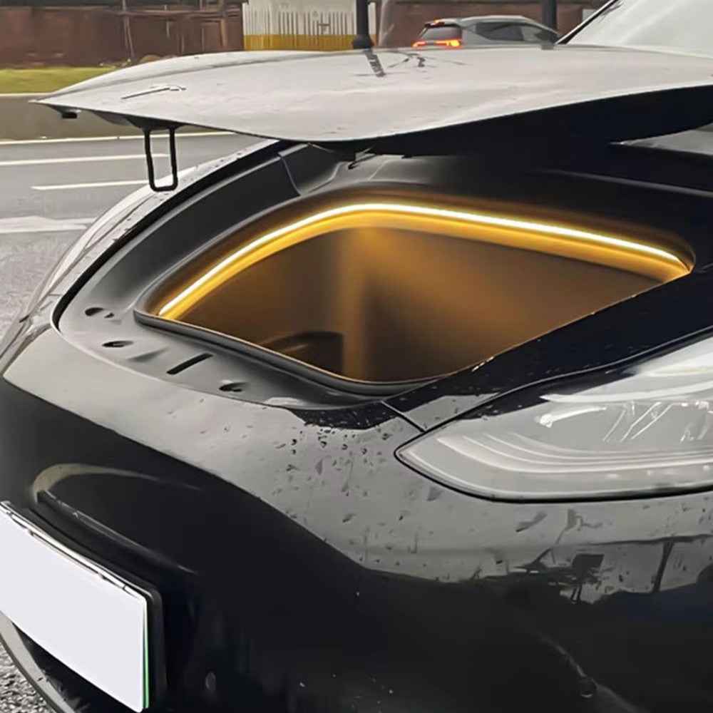 For Tesla Model 3  /  Y 2021 - 2024 Front Trunk LED Light Strip Ambient Lighting Waterproof Decorative Lamp - Warm Light