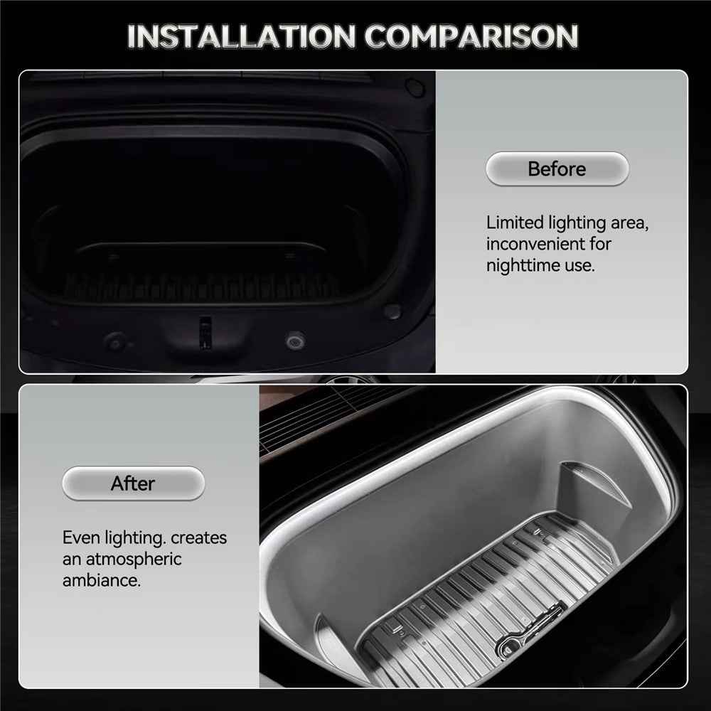 For Tesla Model 3  /  Y 2021 - 2024 Front Trunk LED Light Strip Ambient Lighting Waterproof Decorative Lamp - Warm Light