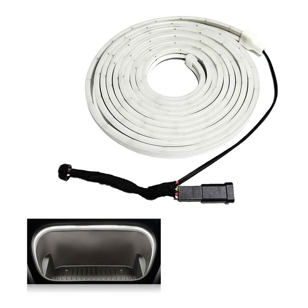 For Tesla Model 3  /  Y 2021 - 2024 Front Trunk LED Light Strip Ambient Lighting Waterproof Decorative Lamp - White Light