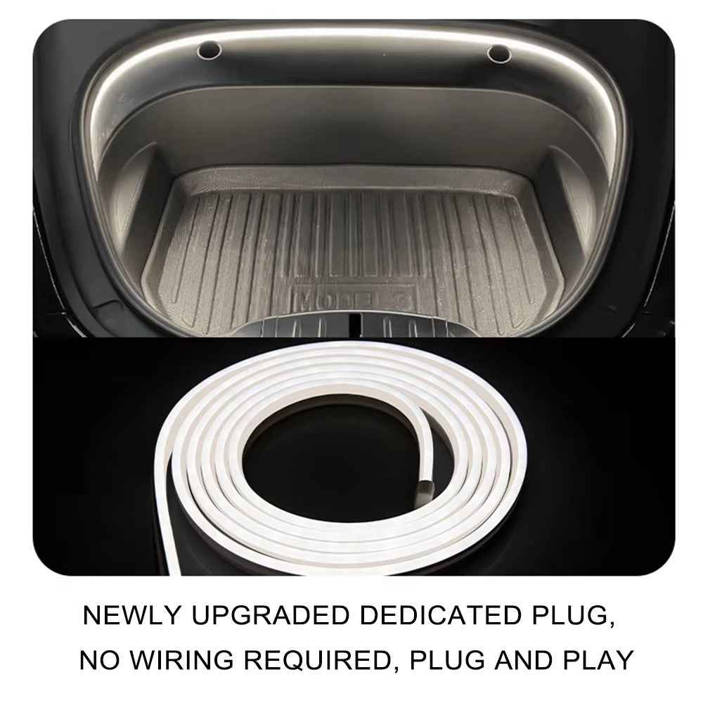 For Tesla Model 3  /  Y 2021 - 2024 Front Trunk LED Light Strip Ambient Lighting Waterproof Decorative Lamp - White Light