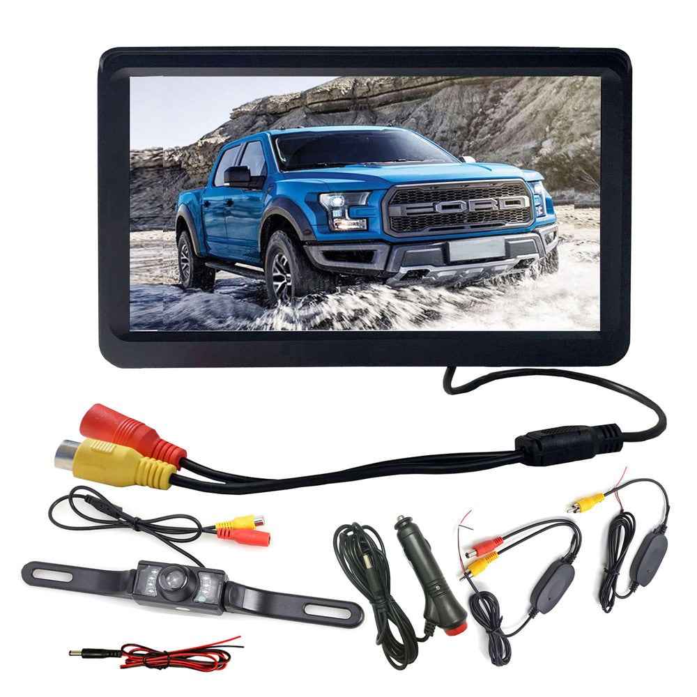 RH-702I 7" LCD Video Display Monitor 12V-24V Rear View Camera Parking and Reverse System Kit with Car Charger