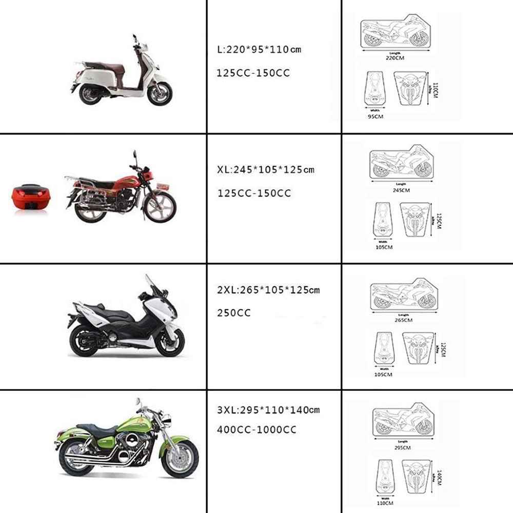 Waterproof Motorcycle Cover UV Protection Silver Coated 210D Oxford Fabric Dust Cover , Size L / 220 x 95 x 110cm