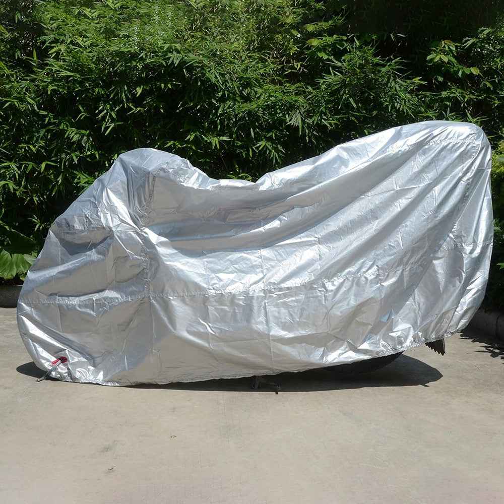 Waterproof Motorcycle Cover UV Protection Silver Coated 210D Oxford Fabric Dust Cover , Size L / 220 x 95 x 110cm