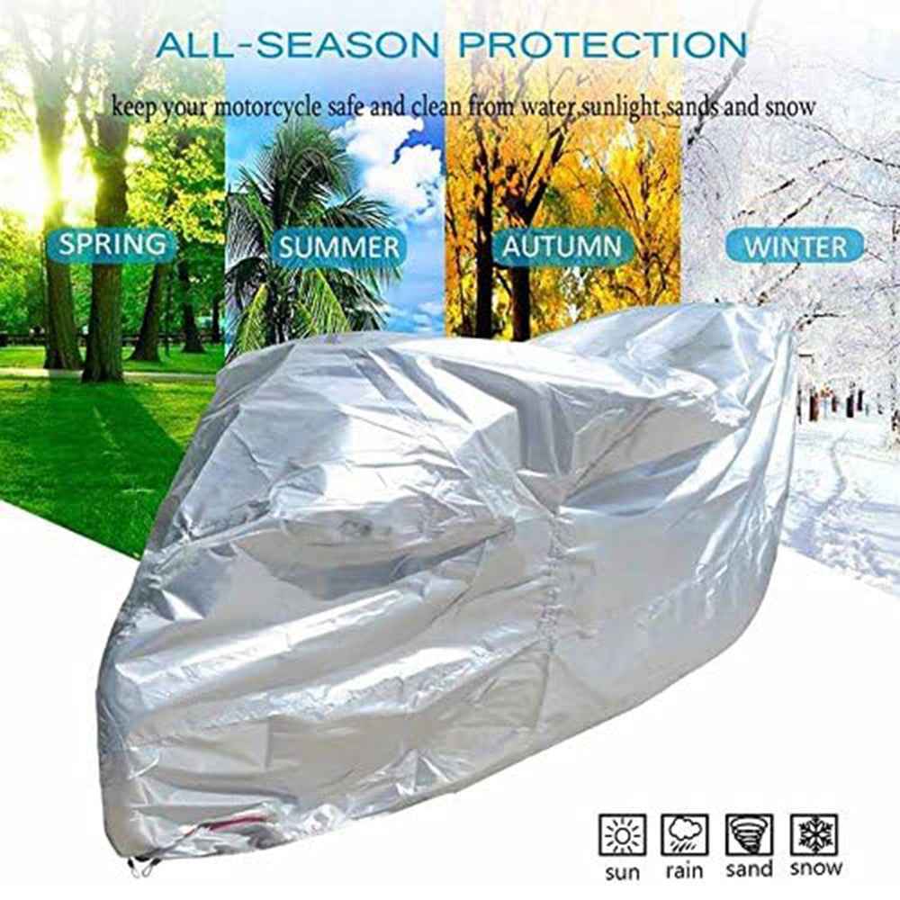 Waterproof Motorcycle Cover UV Protection Silver Coated 210D Oxford Fabric Dust Cover , Size XL / 245 x 105 x 125cm