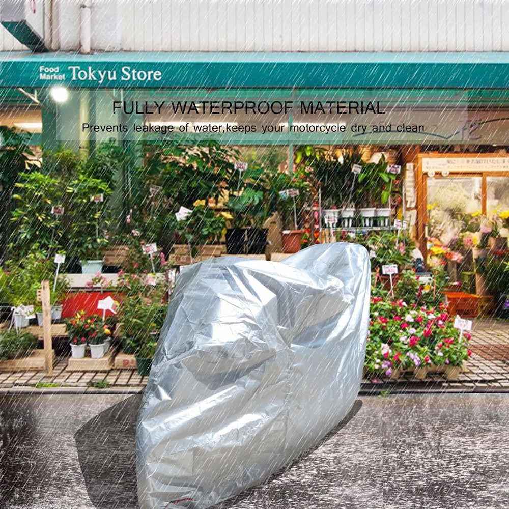 Waterproof Motorcycle Cover UV Protection Silver Coated 210D Oxford Fabric Dust Cover , Size XL / 245 x 105 x 125cm
