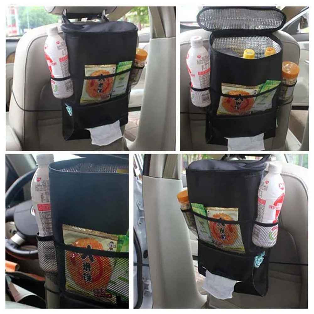 Car Seat Back Cooler Bag Oxford Cloth Aluminum Foil Insulated Thermal Hanging Storage Organizer