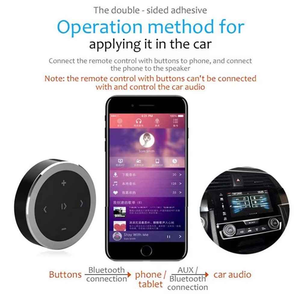 Bluetooth-compatible Car Steering Wheel Remote Control Phone Music Controller Camera Shutter - Silver