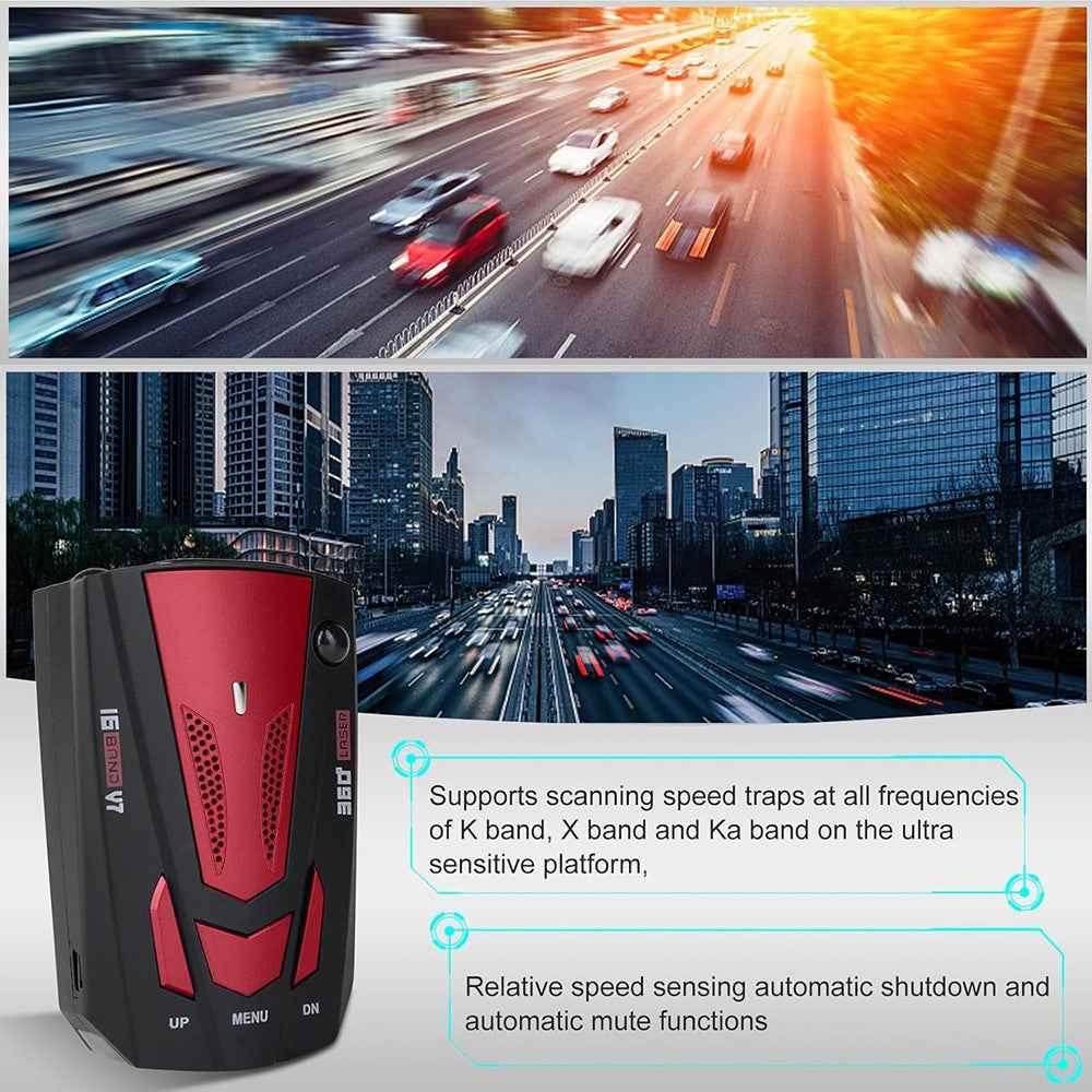V7 Car Speed Radar Detector Electronic GPS Speed Alert System for Vehicle , Russian Language - Blue