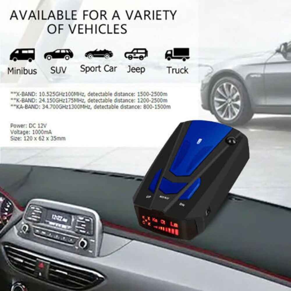 V7 Car Speed Radar Detector Electronic GPS Speed Alert System for Vehicle , Russian Language - Blue