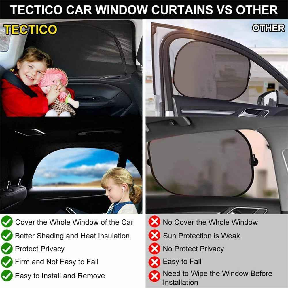 2Pcs Car Window Shade Front / Rear Side Window Sun Shade Breathable Privacy Curtain with Zipper - Rear Side