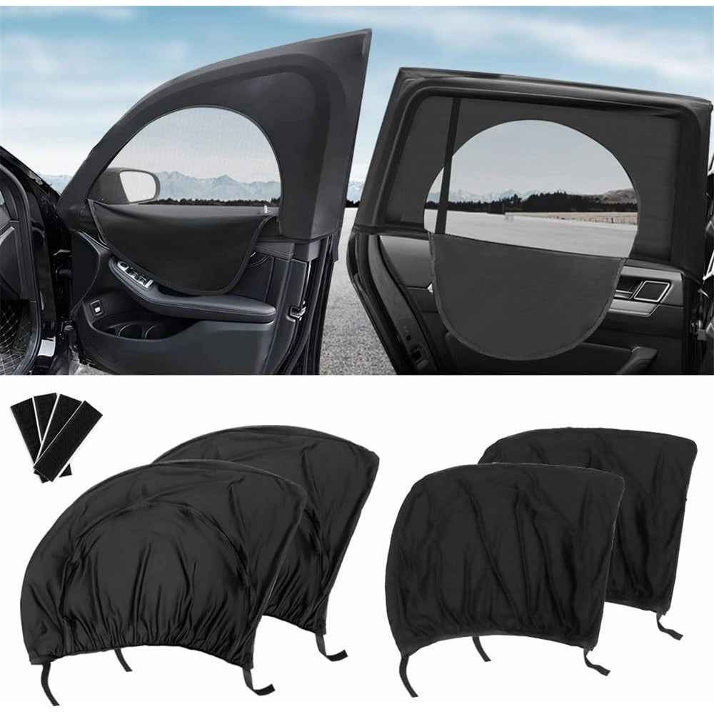 2Pcs Car Window Shade Front / Rear Side Window Sun Shade Breathable Privacy Curtain with Zipper - Front Side