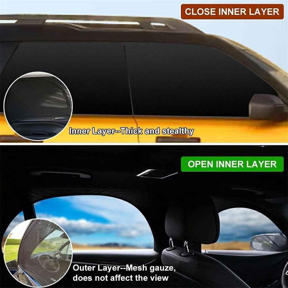 2Pcs Car Window Shade Front / Rear Side Window Sun Shade Breathable Privacy Curtain with Zipper - Front Side