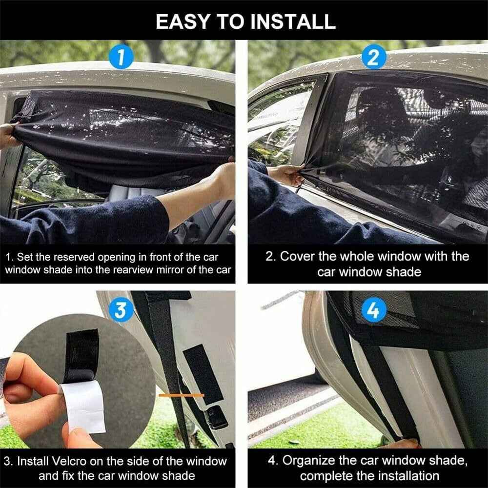 2Pcs Car Window Shade Front / Rear Side Window Sun Shade Breathable Privacy Curtain with Zipper - Front Side