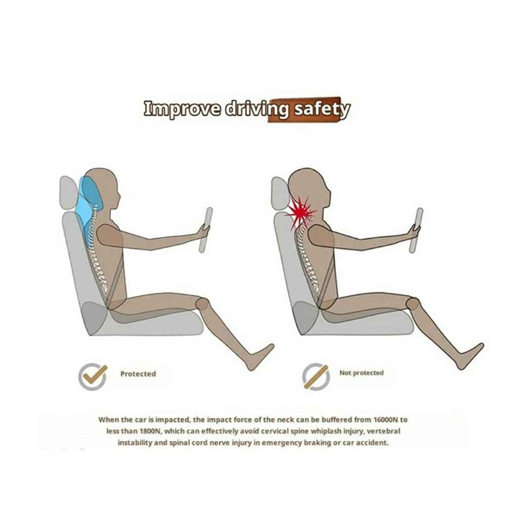 Car Headrest Neck Pillow Vehicle Backrest Cushion Universal Protective Pillow Pad For All Seasons Automotive Accessory - Black