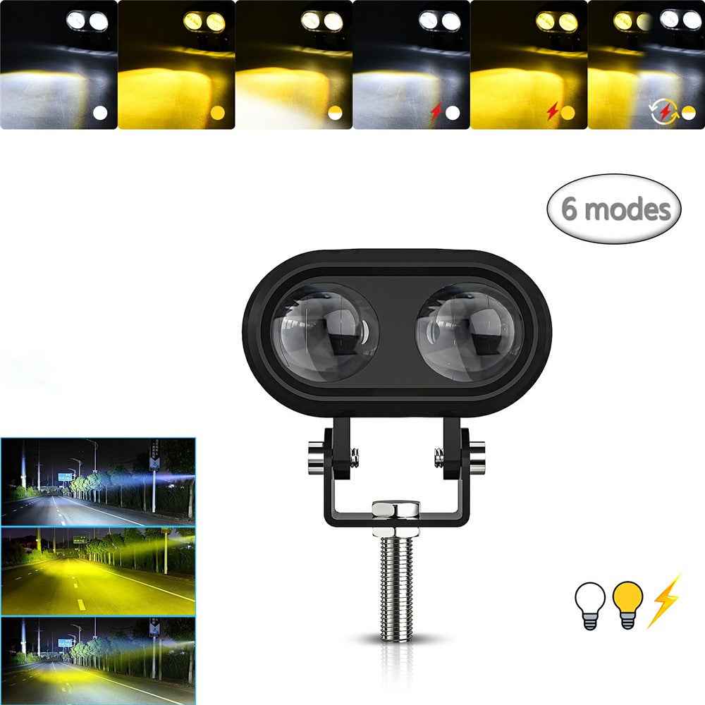 1Pc Motorcycle LED Spotlight Long Focus Dual Lens High Brightness Off Road IP68 Waterproof Strobe Light