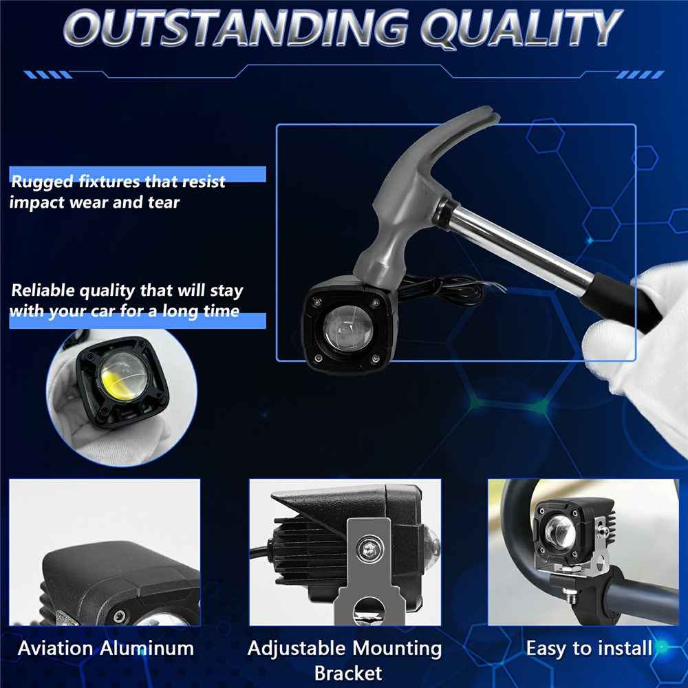 1Pc Motorcycle LED Spotlight IP68 Waterproof High Low Beam Headlight for Off Road Electric Vehicles
