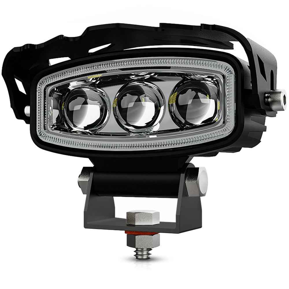 Motorcycle LED Headlight 3 Lens 6 Modes High Low Beam Spotlight Off Road Electric Vehicle Work Light