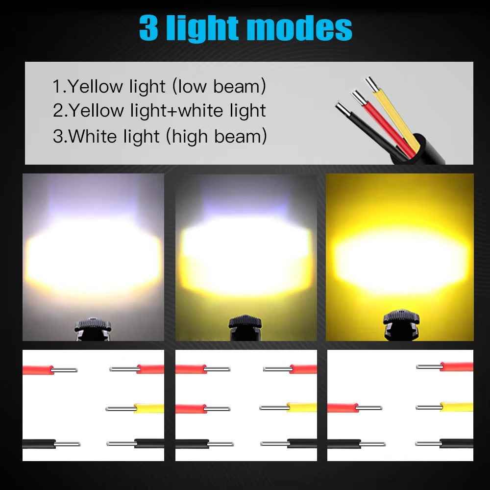 MOFOX 3-LED Motorcycle Auxiliary Light Waterproof Motorbike External Headlight Fog Lamp