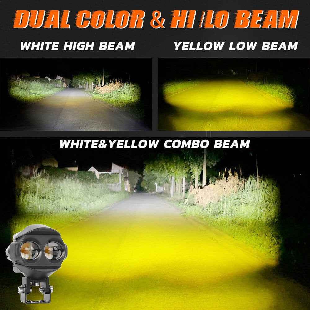 MOFOX W05 Motorcycle LED Fog Light Dual Head Spotlight 40W 8000Lms High / Low Beam Light