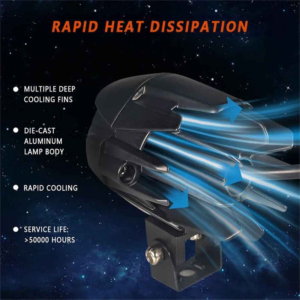 MOFOX W05 Motorcycle LED Fog Light Dual Head Spotlight 40W 8000Lms High / Low Beam Light