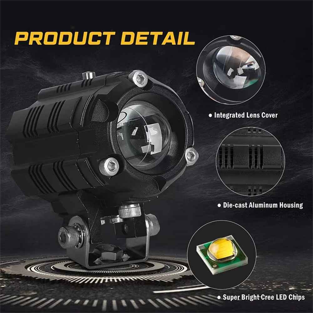 V05 1 Pair Motorcycle LED Fog Lights IP67 Waterproof Aluminum Alloy Housing High Low Beam Spotlight