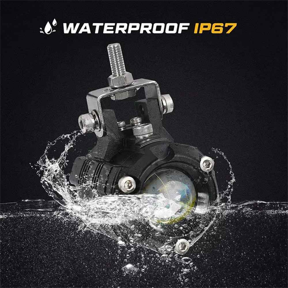 V05 1 Pair Motorcycle LED Fog Lights IP67 Waterproof Aluminum Alloy Housing High Low Beam Spotlight