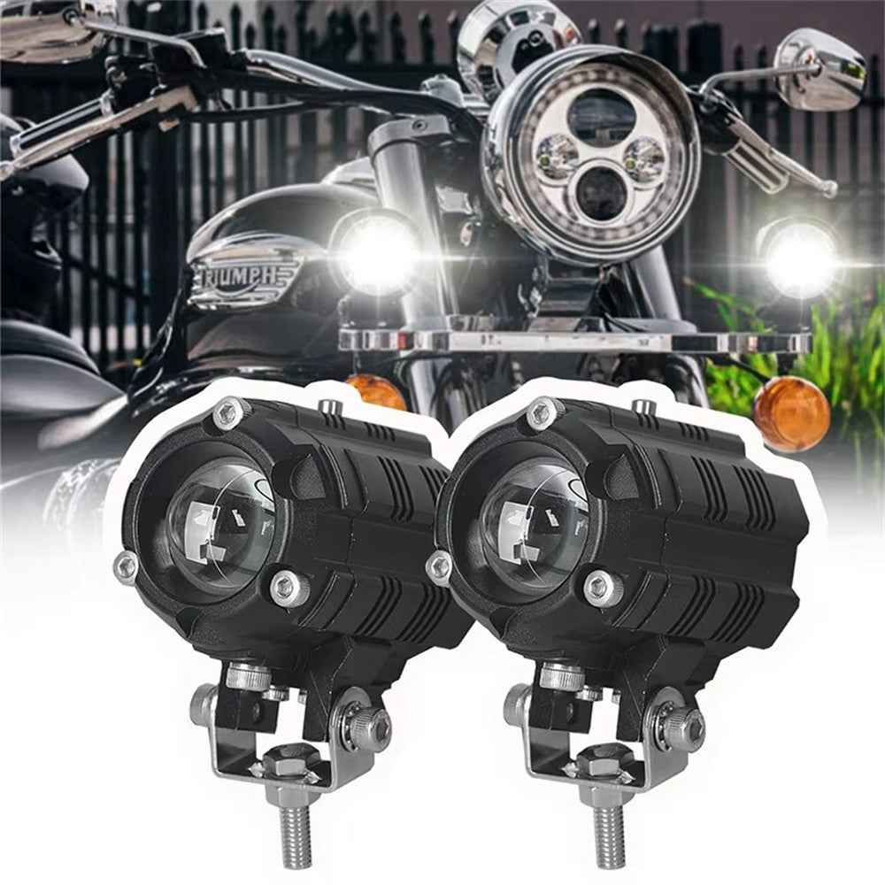 V05 1 Pair Motorcycle LED Fog Lights IP67 Waterproof Aluminum Alloy Housing High Low Beam Spotlight