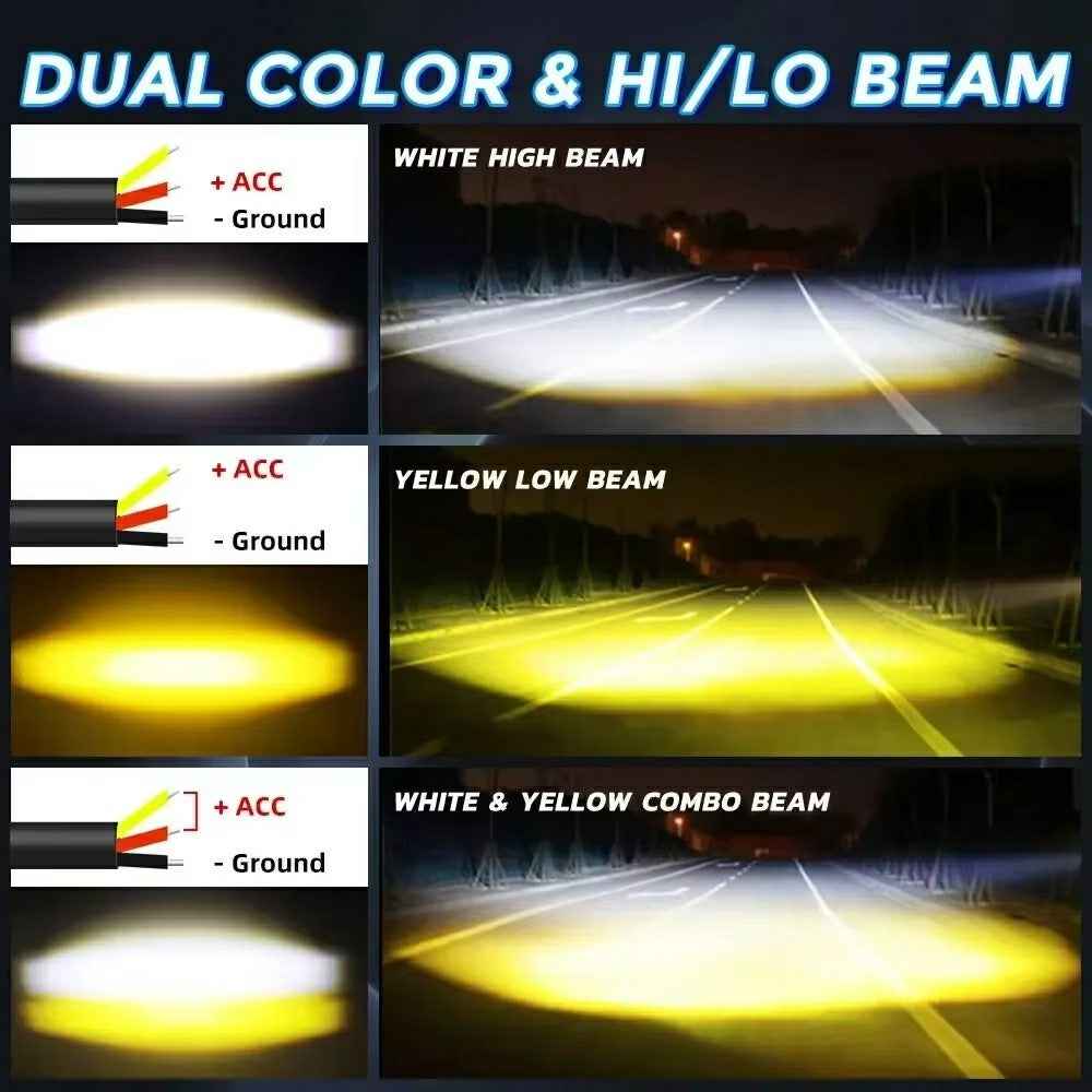 TR3 3 Lens Dual Color High Low Beam Fog Lamp IP65 Waterproof 12V / 24V Car Driving Headlight