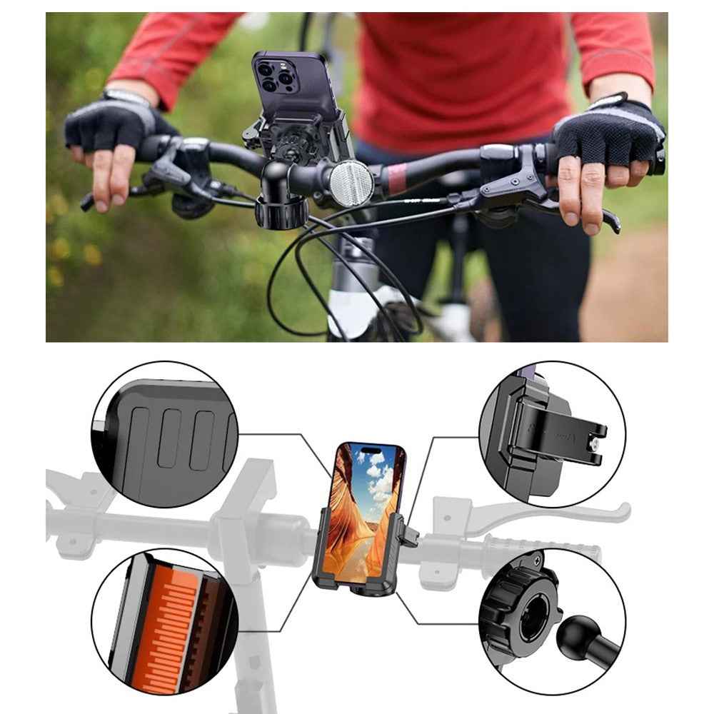 Motorcycle Handlebar Phone Mount Anti Shake Cellphone Holder Bracket for Electric Mountain Bicycle - 615