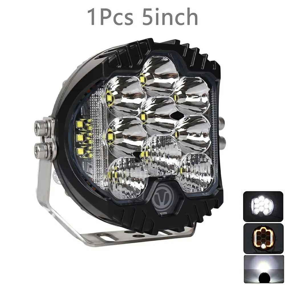 5 Inch 50W LED Work Light Three Sides Illumination Off Road Driving Lamp Spot Beam for Vehicle - White Light