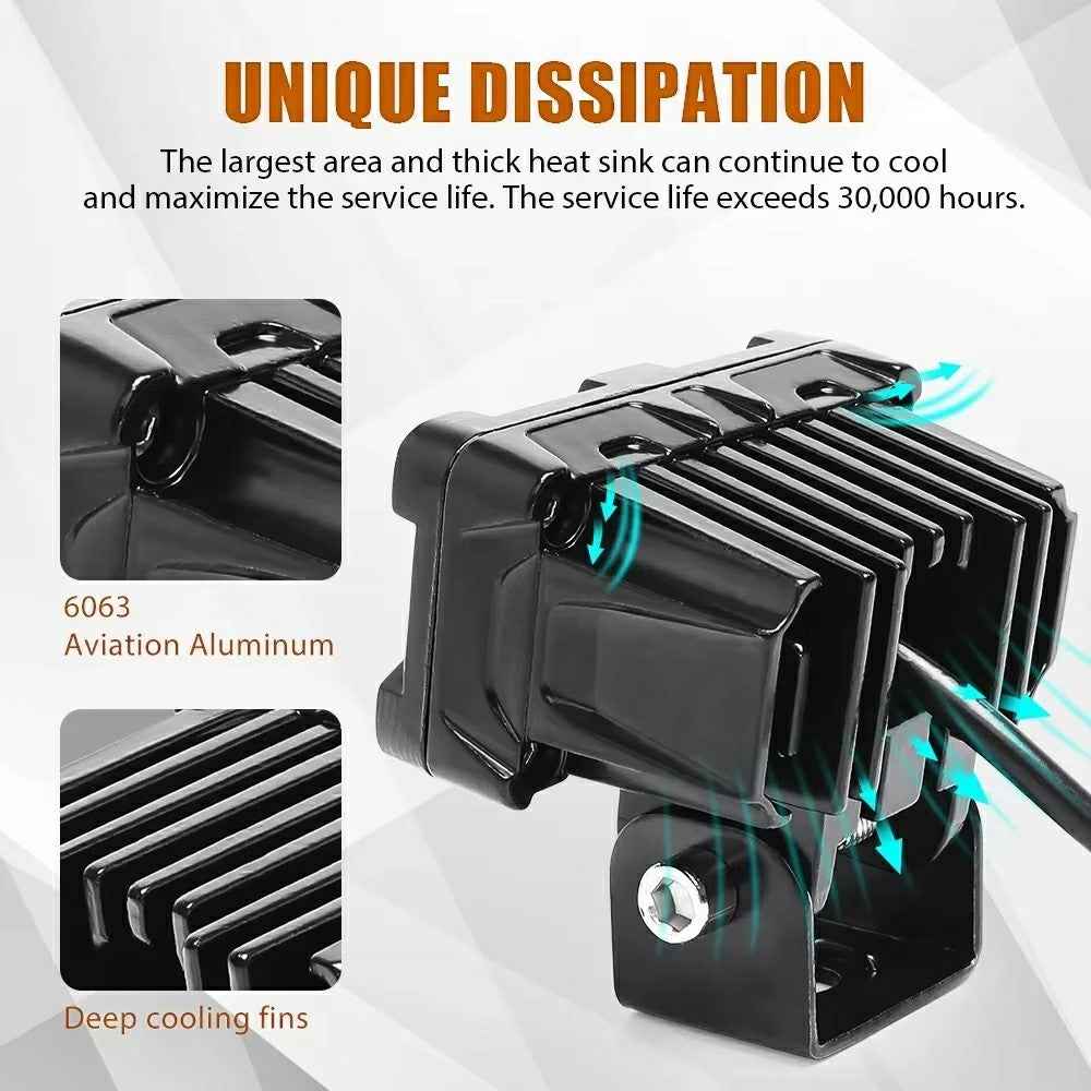 LB2 High Low Beam Motorcycle Light IP68 Waterproof Car LED Work Light Auxiliary Fog Lamp