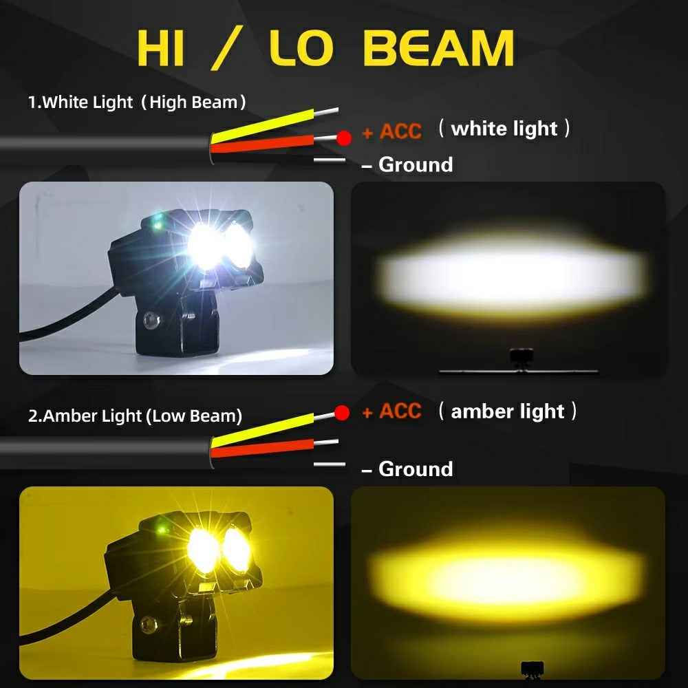 LB2 High Low Beam Motorcycle Light IP68 Waterproof Car LED Work Light Auxiliary Fog Lamp
