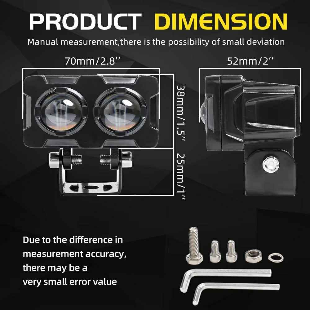 LB2 High Low Beam Motorcycle Light IP68 Waterproof Car LED Work Light Auxiliary Fog Lamp