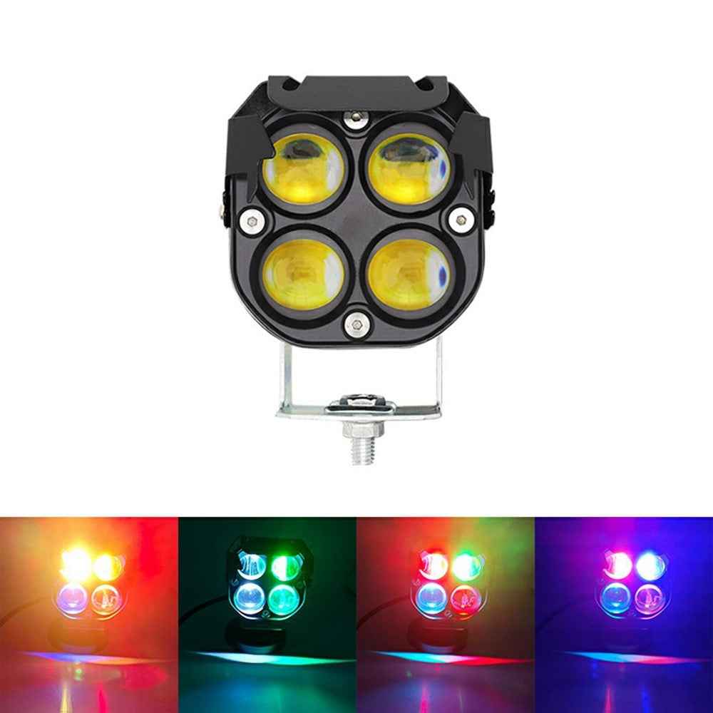 DS1 IP67 Waterproof 4 Lens LED Motorcycle Headlight RGB High Low Beam Car Spotlight for SUV / UTV / ATV