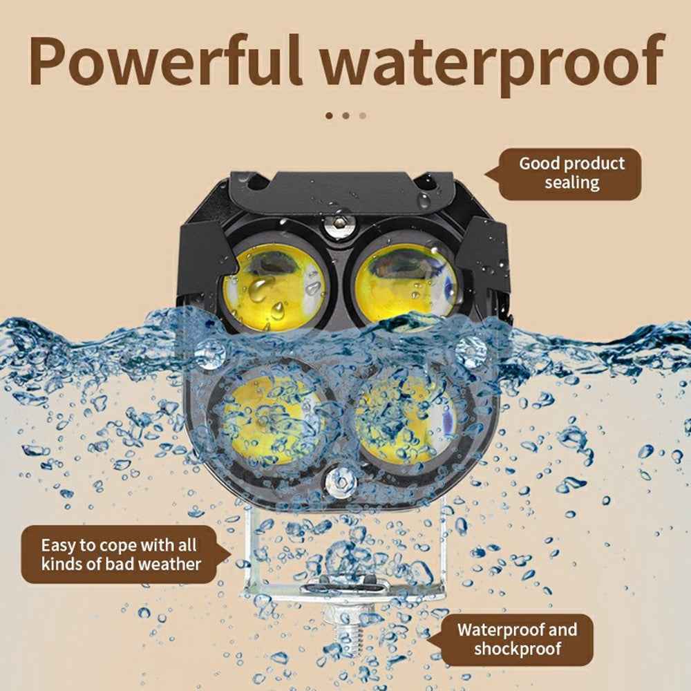 DS1 IP67 Waterproof 4 Lens LED Motorcycle Headlight RGB High Low Beam Car Spotlight for SUV / UTV / ATV