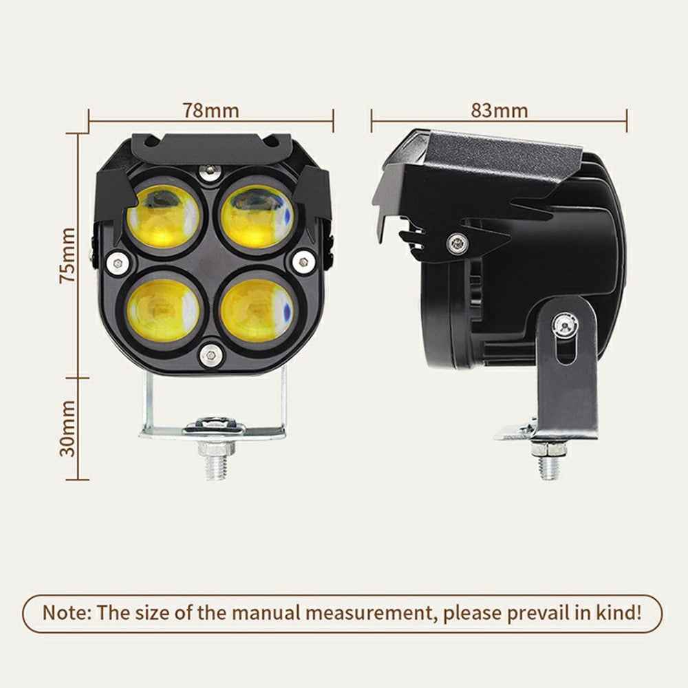 DS1 IP67 Waterproof 4 Lens LED Motorcycle Headlight RGB High Low Beam Car Spotlight for SUV / UTV / ATV