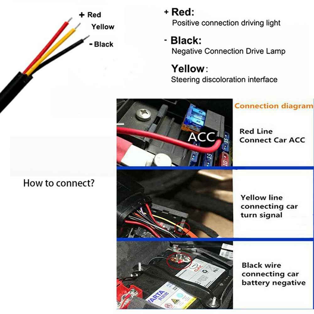 2Pcs 60cm Car LED Atmosphere Light Strip Flexible Silicone Daytime Running Light Ice Blue Turn Yellow