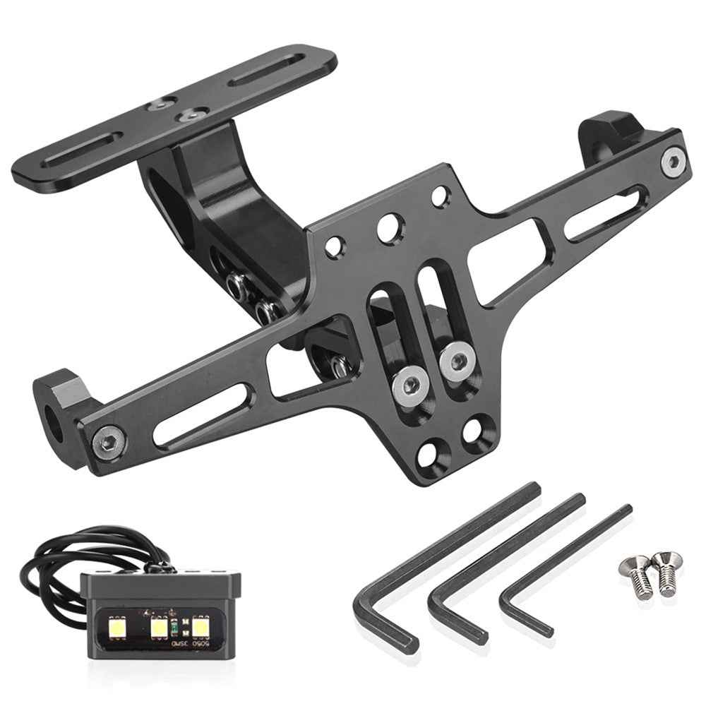 CNC Aluminum Alloy Adjustable Motorcycle License Plate Holder Bracket with LED Tail Light Kit