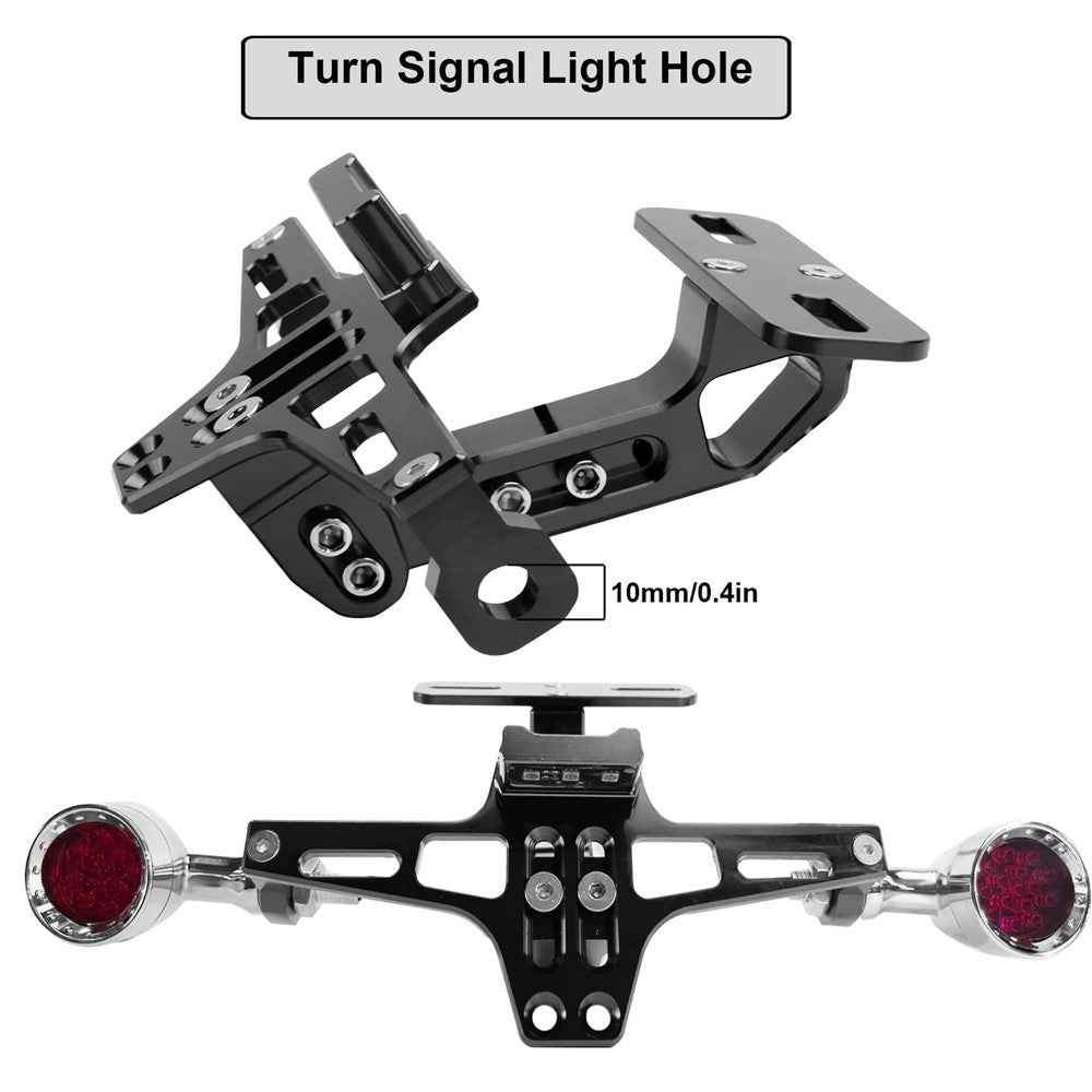 CNC Aluminum Alloy Adjustable Motorcycle License Plate Holder Bracket with LED Tail Light Kit