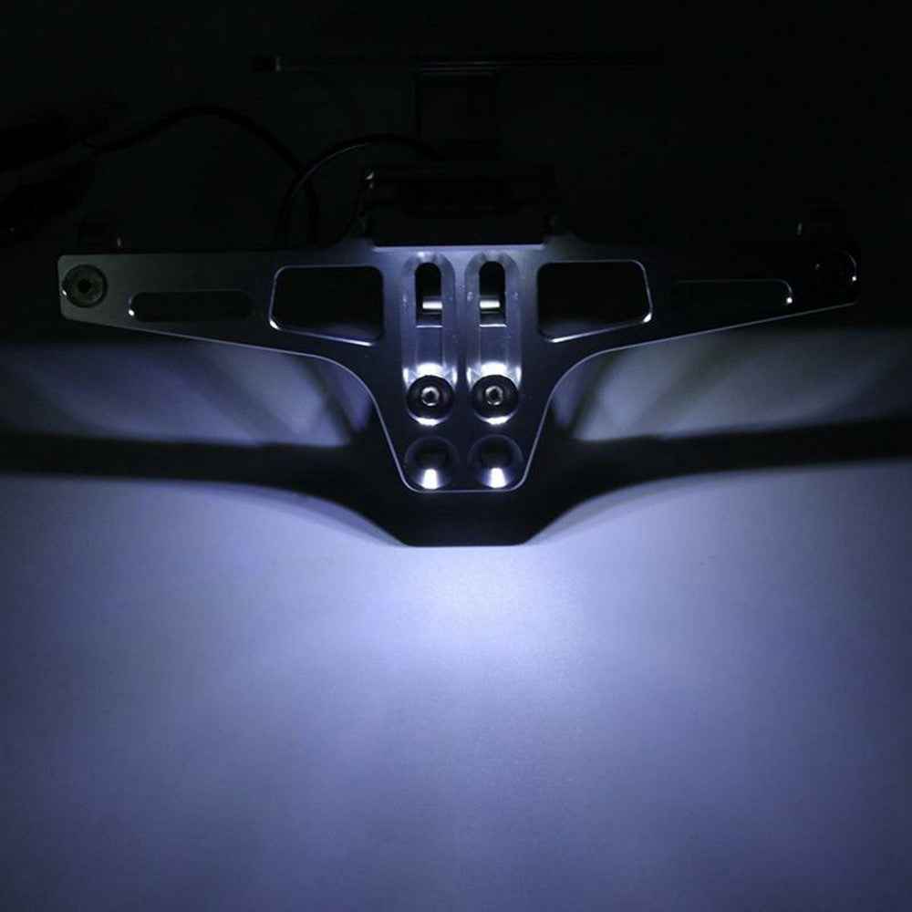 CNC Aluminum Alloy Adjustable Motorcycle License Plate Holder Bracket with LED Tail Light Kit