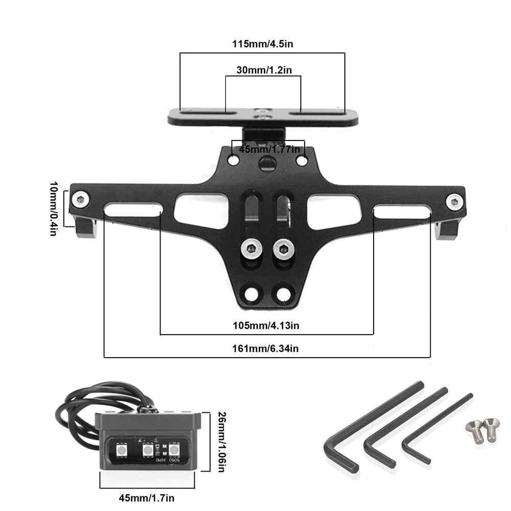 CNC Aluminum Alloy Adjustable Motorcycle License Plate Holder Bracket with LED Tail Light Kit