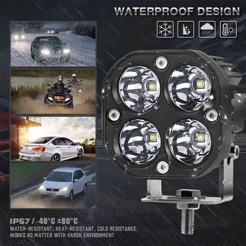D1 3 Inch 40W Square Spotlight IP67 Waterproof Car LED Work Light 12V / 24V Off Road Fog Lamp - Yellow Light