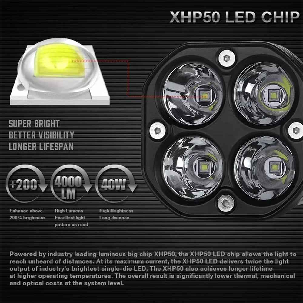 D1 3 Inch 40W Square Spotlight IP67 Waterproof Car LED Work Light 12V / 24V Off Road Fog Lamp - Yellow Light