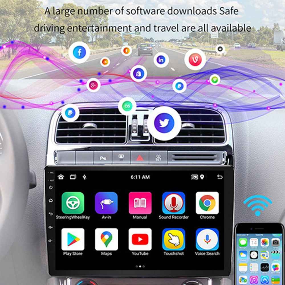 7 Inch Car Central Control Display Screen WiFi + Bluetooth-Compatible Android 12 Multimedia Player , 1+32GB