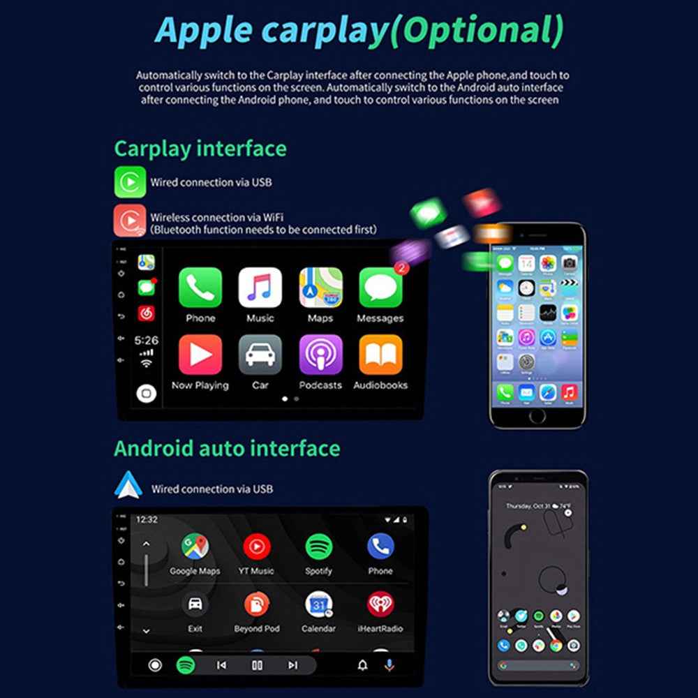 7 Inch Car Central Control Display Screen WiFi + Bluetooth-Compatible Android 12 Multimedia Player , 1+32GB